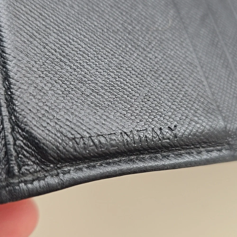 Prada Black Saffiano Leather Trifold Compact Wallet Men